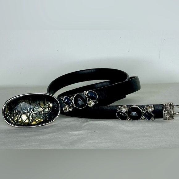 Chico's Accessories - Chico’s Black‎ Belt Glass Buckle Adjustable Sz S/M